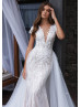 Mermaid Ivory Lace Beading Wedding Dress With Detachable Train